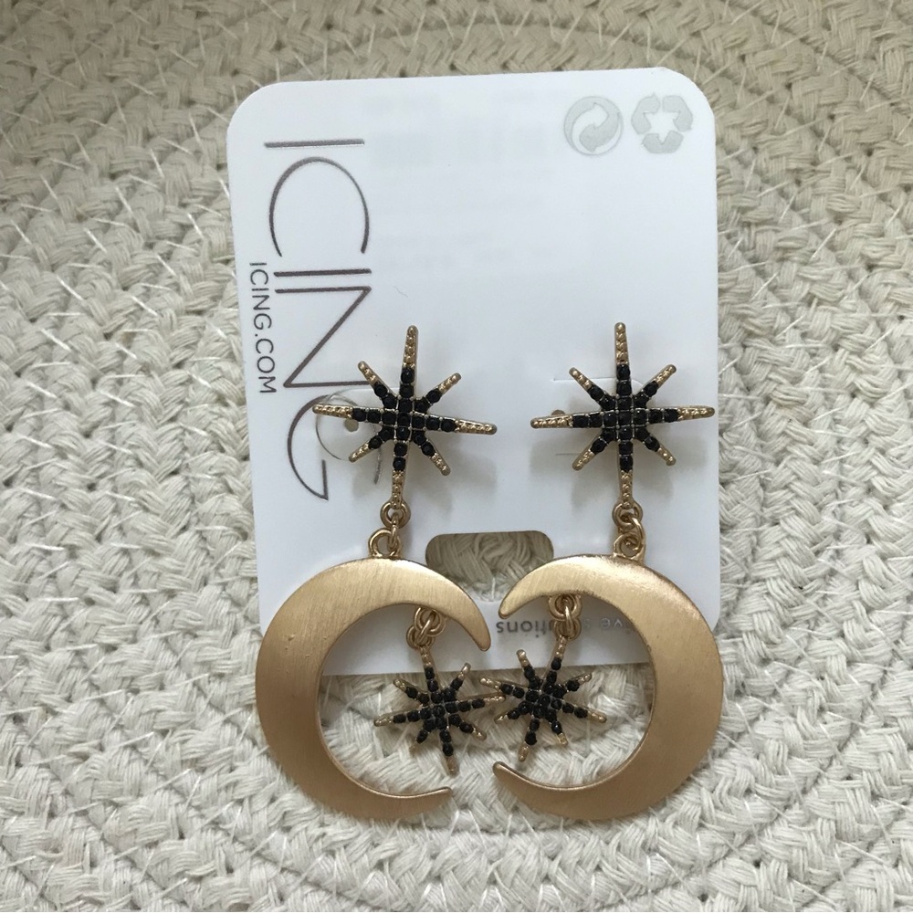 2/$15 Icing Star Moon Earrings - Picture 2 of 2